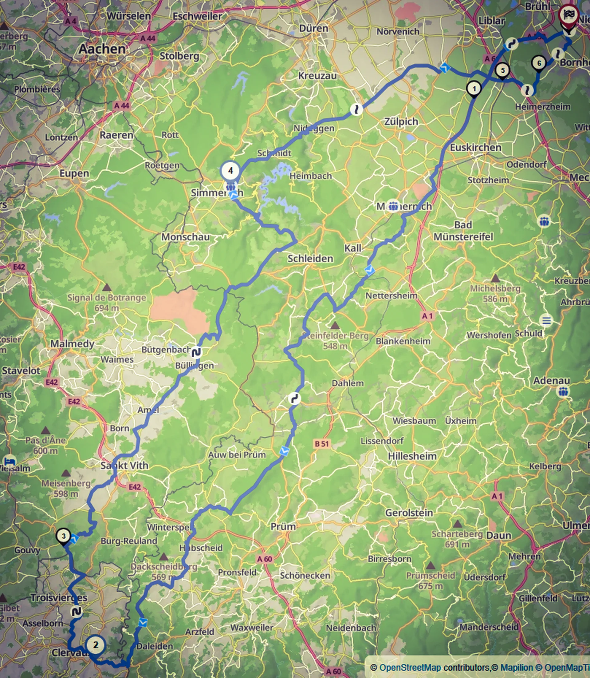 BMW R1300 GSA Luxemburg - Vergleich der Routing-Profile in Kurviger mit Fokus auf die Option extra kurvig.