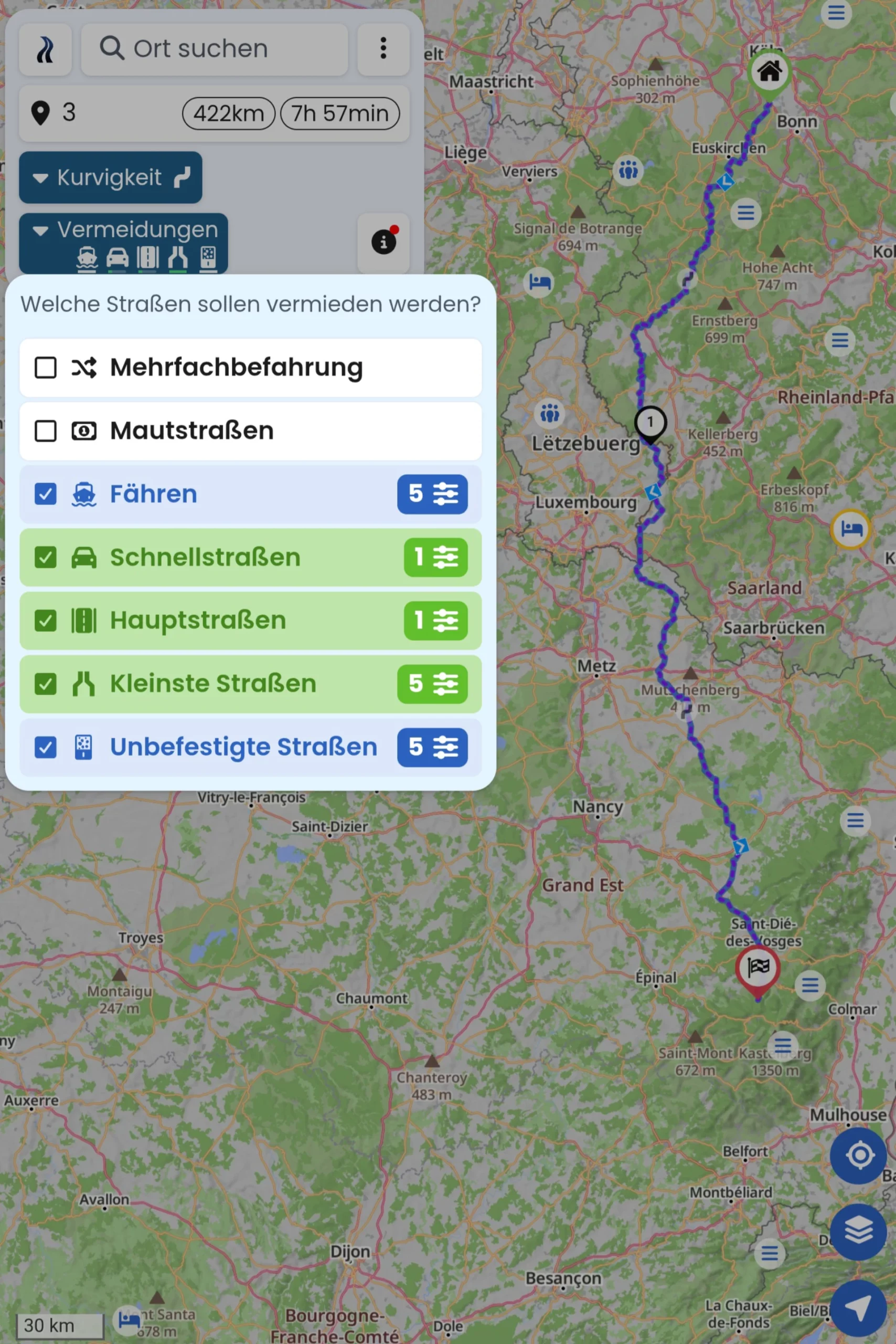 Geplante Motorradtour Vogesen zu Ostern 2026